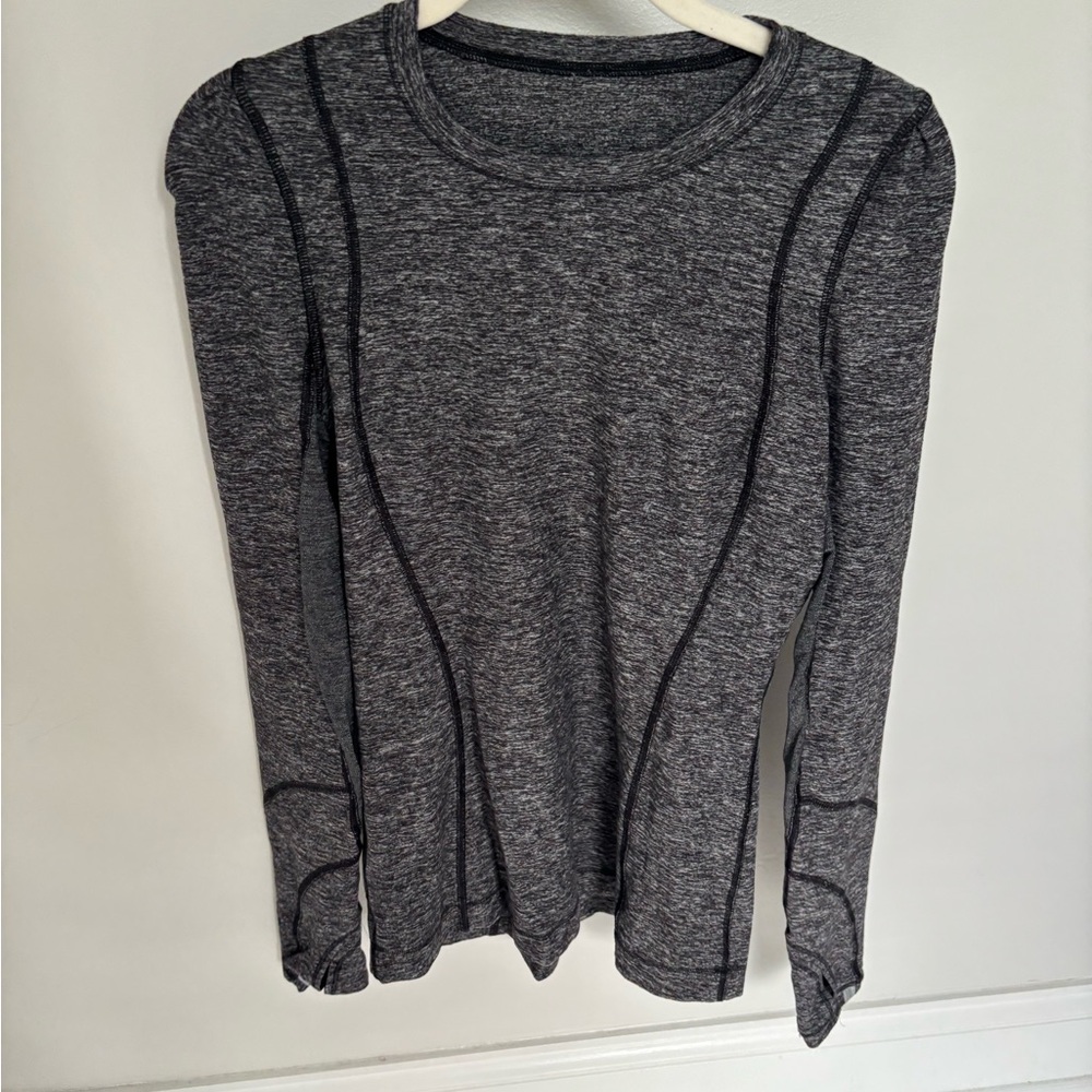 Lululemon Athletica Gray Fitted Asymmetrical Long Sleeve Top